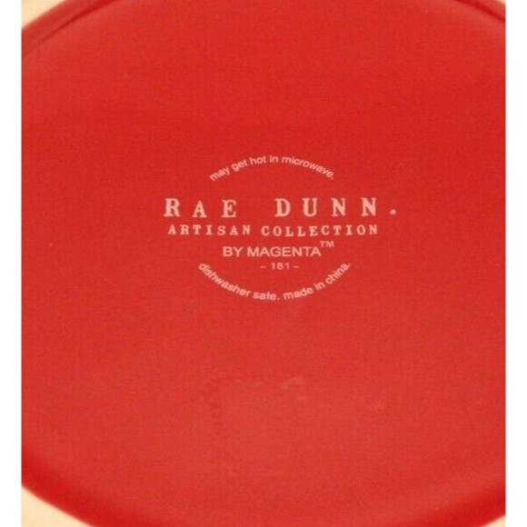 RAE DUNN Red 8" Ceramic "Christmas Cheer" Pourable Mixing Bowl with Handle - Picture 3 of 4